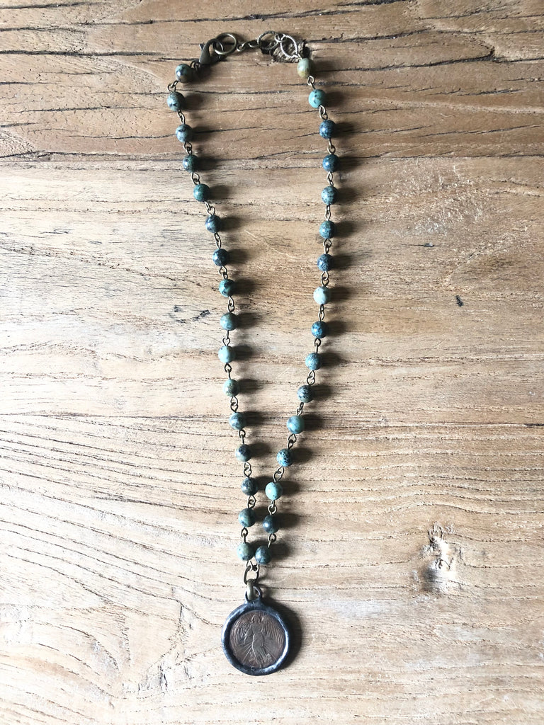 Old World Angel Coin Necklace