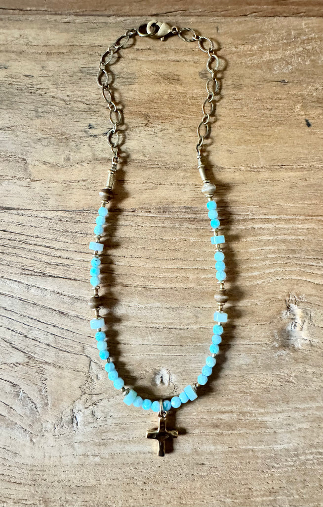 Larimar Cross Necklace