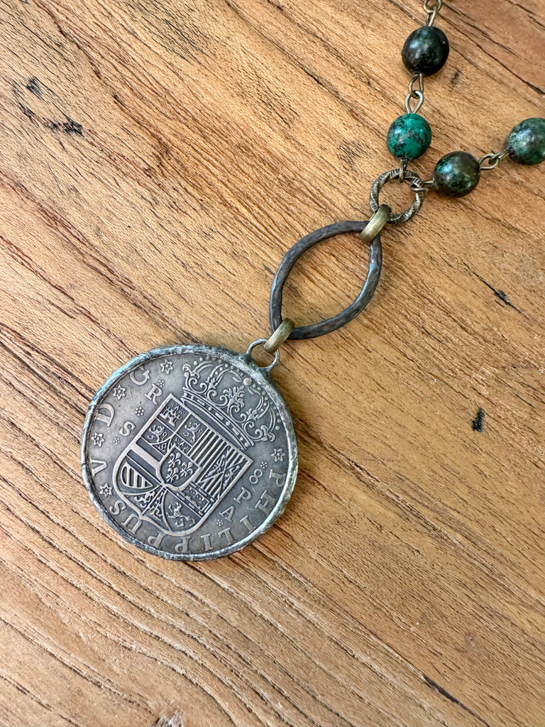 Old World Turquoise Coin Necklace