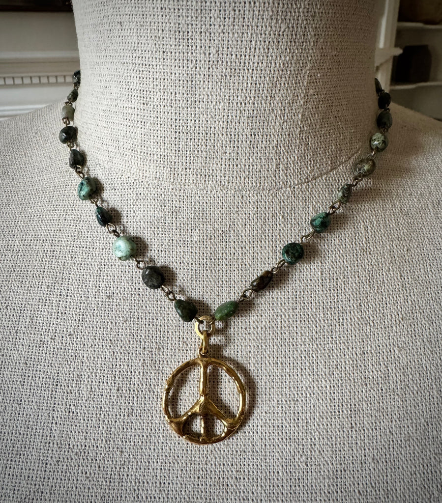Earthy Turquoise Artisan Peace Necklace