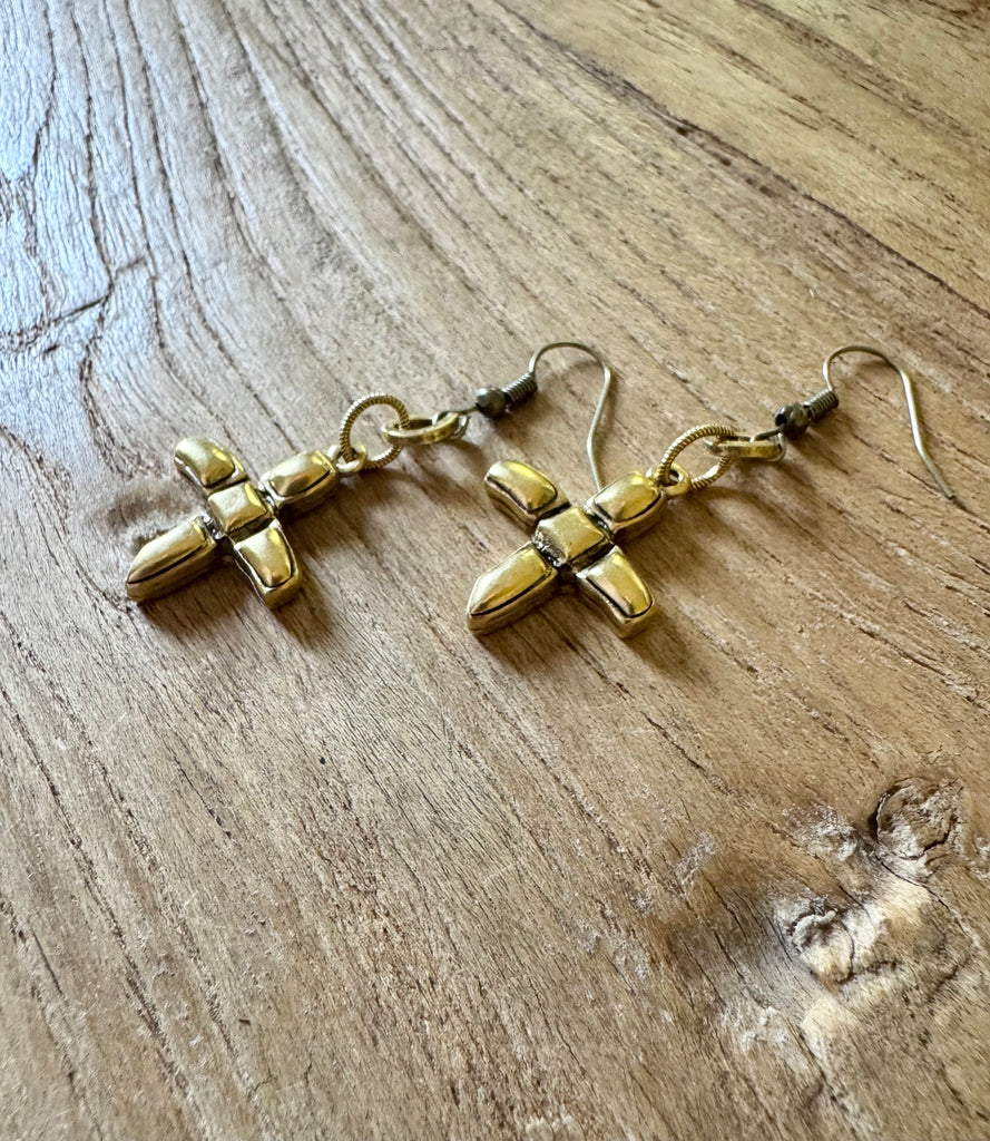 Etched Cross Earrings