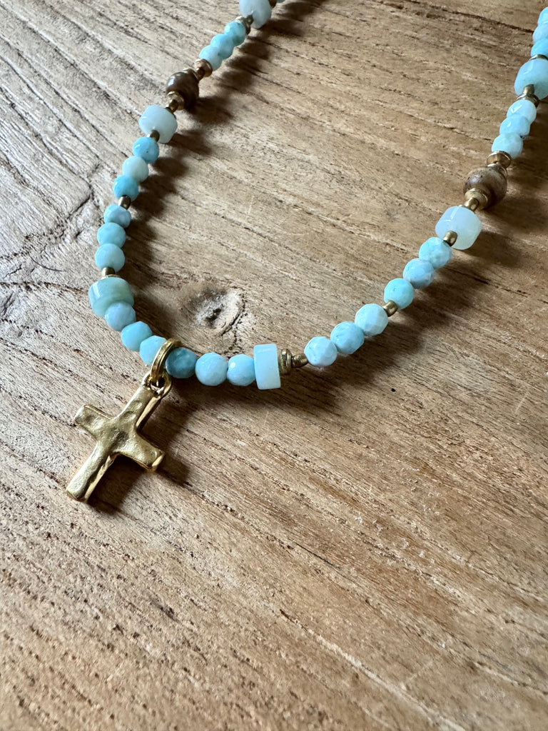 Larimar Cross Necklace