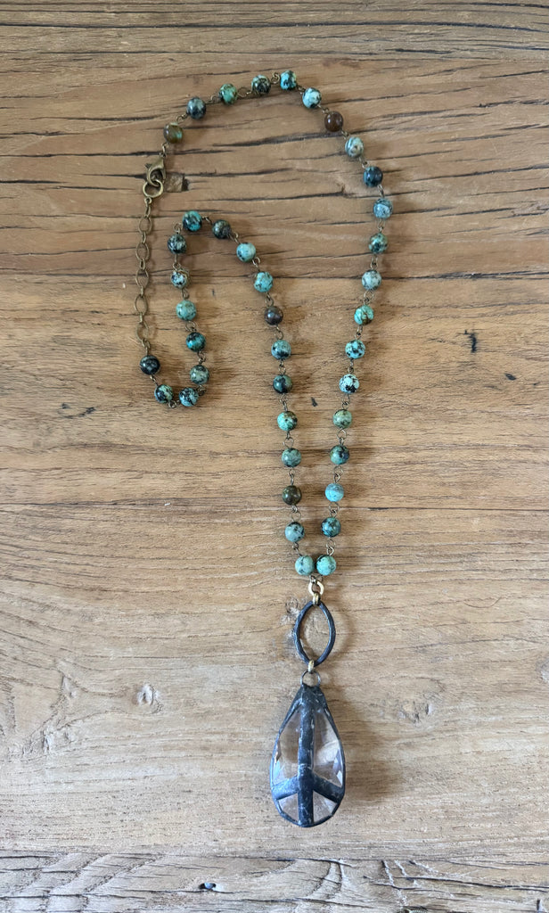 Turquoise Handsoldered Peace Necklace