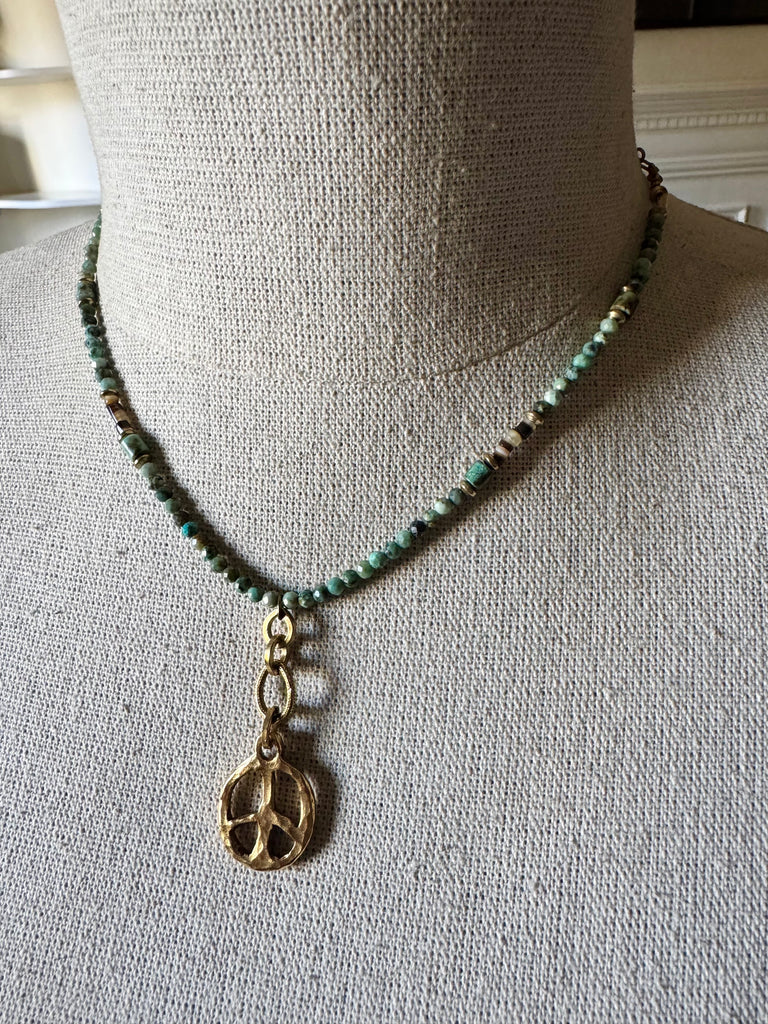 Funky Peace Turquoise Necklace