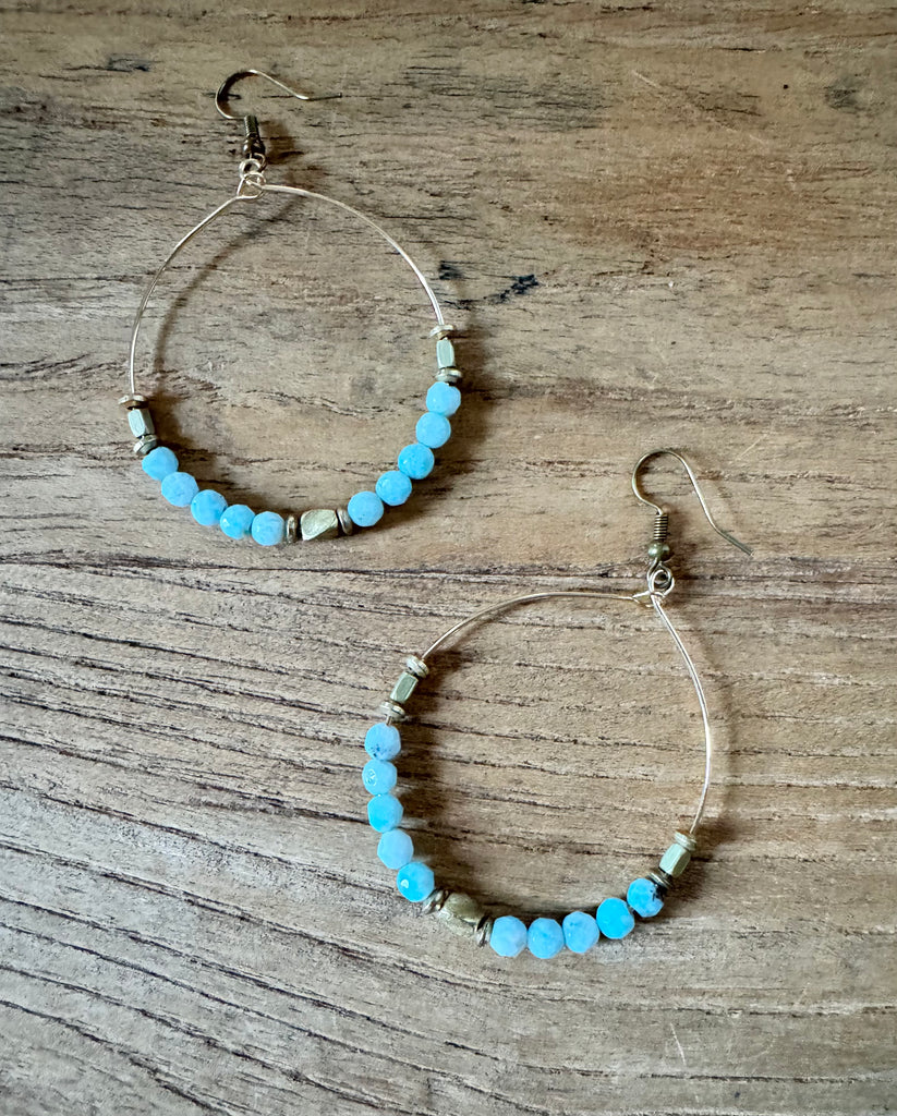 Larimar Hoop Earrings