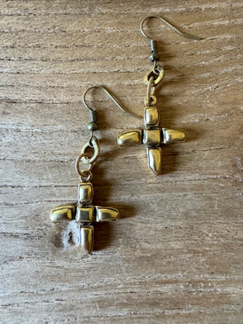 Etched Cross Earrings
