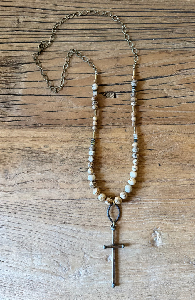 Jasper Artisan Cross Necklace