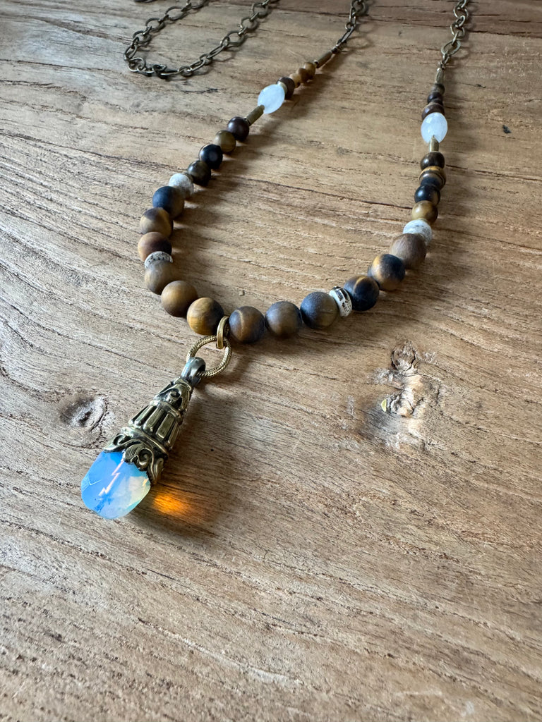 Tiger’s Eye Tibetan Opalite Necklace