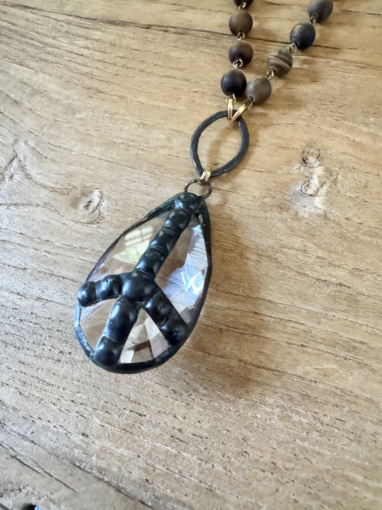 Tiger’s Eye Handsoldered Peace Necklace