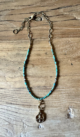 Funky Peace Turquoise Necklace