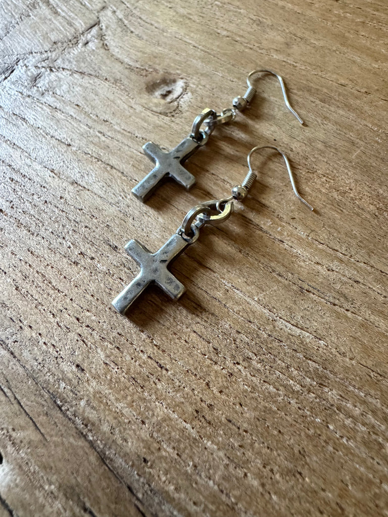 Pewter Cross Earrings