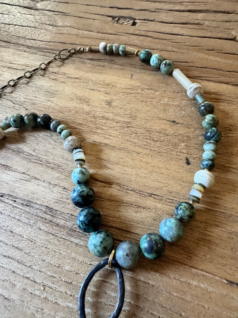 Turquoise Artisan Cross Necklace