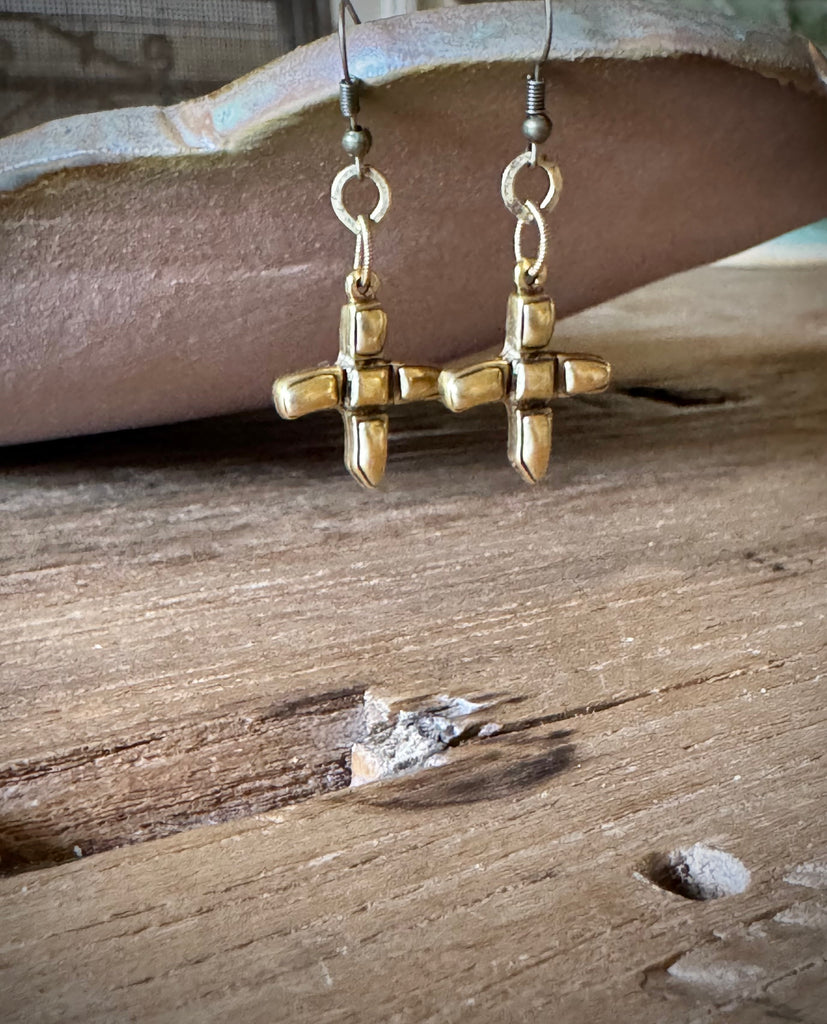 Etched Cross Earrings