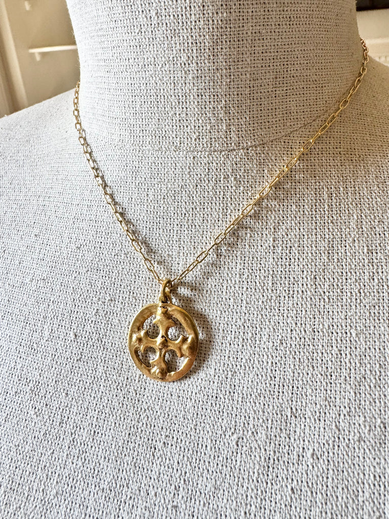 Ancient Cross Medallion Necklace