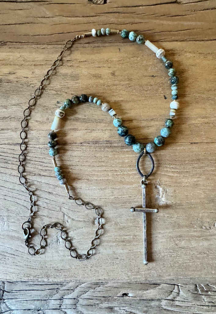 Turquoise Artisan Cross Necklace