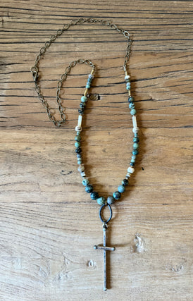 Turquoise Artisan Cross Necklace