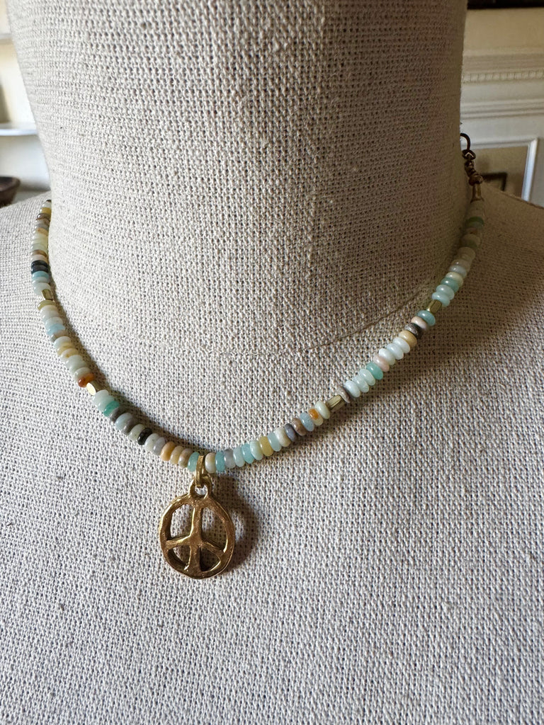 Amazonite Funky Peace Necklace