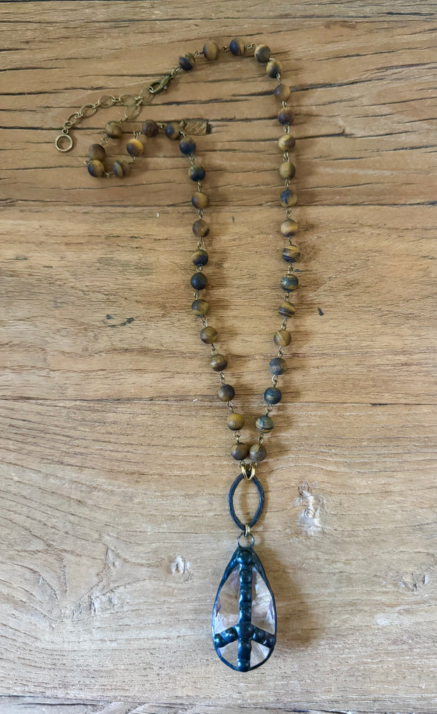 Tiger’s Eye Handsoldered Peace Necklace