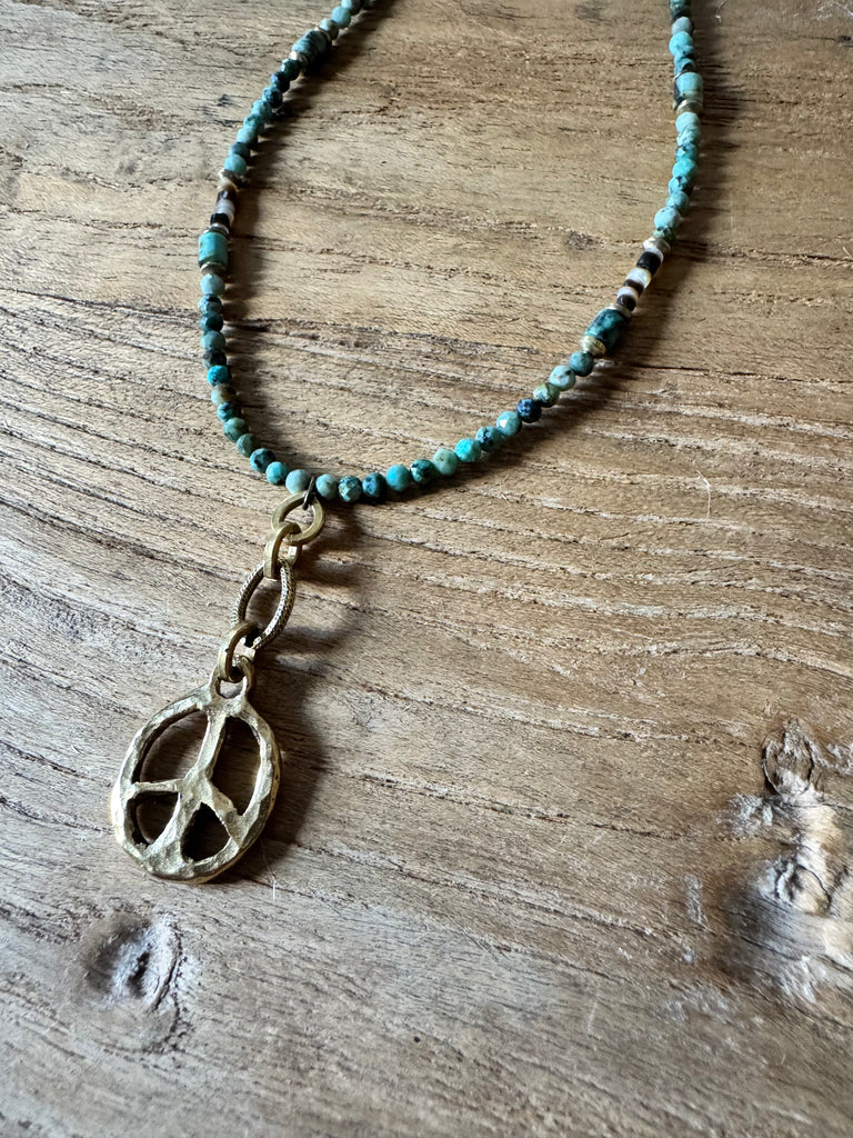 Funky Peace Turquoise Necklace