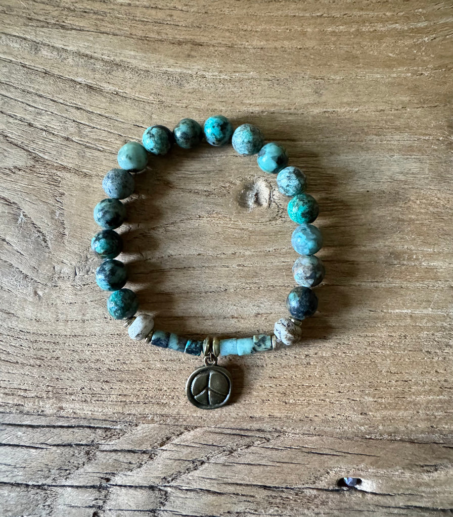 Find Your Peace Turquoise Handbeaded Bracelet