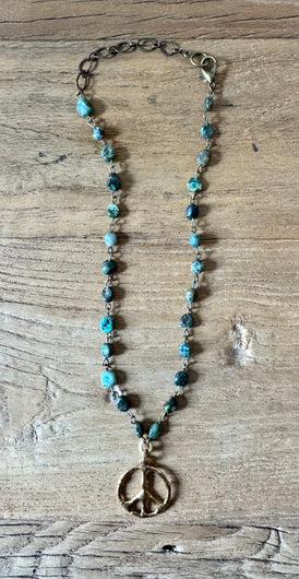 Earthy Turquoise Artisan Peace Necklace