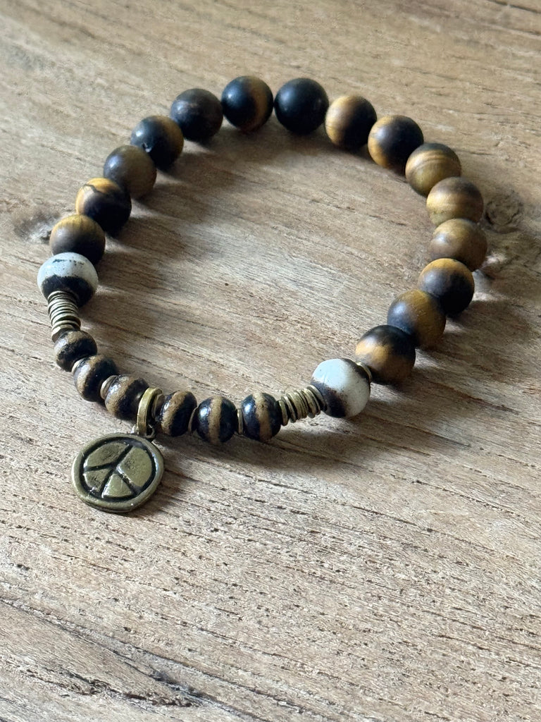 Find Your Peace Handbeaded Stretch Bracelet
