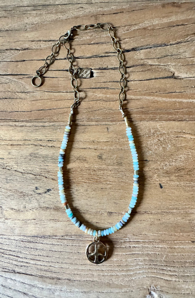 Amazonite Funky Peace Necklace