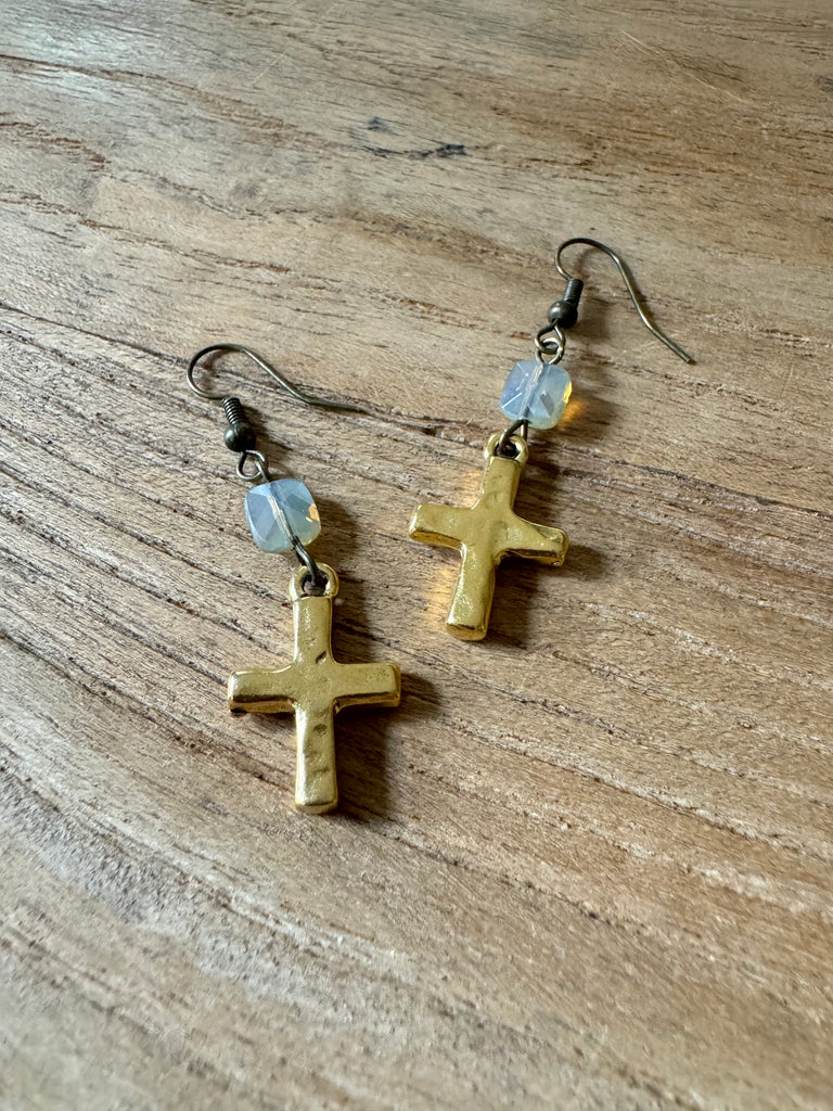 Crystal Cross Earring