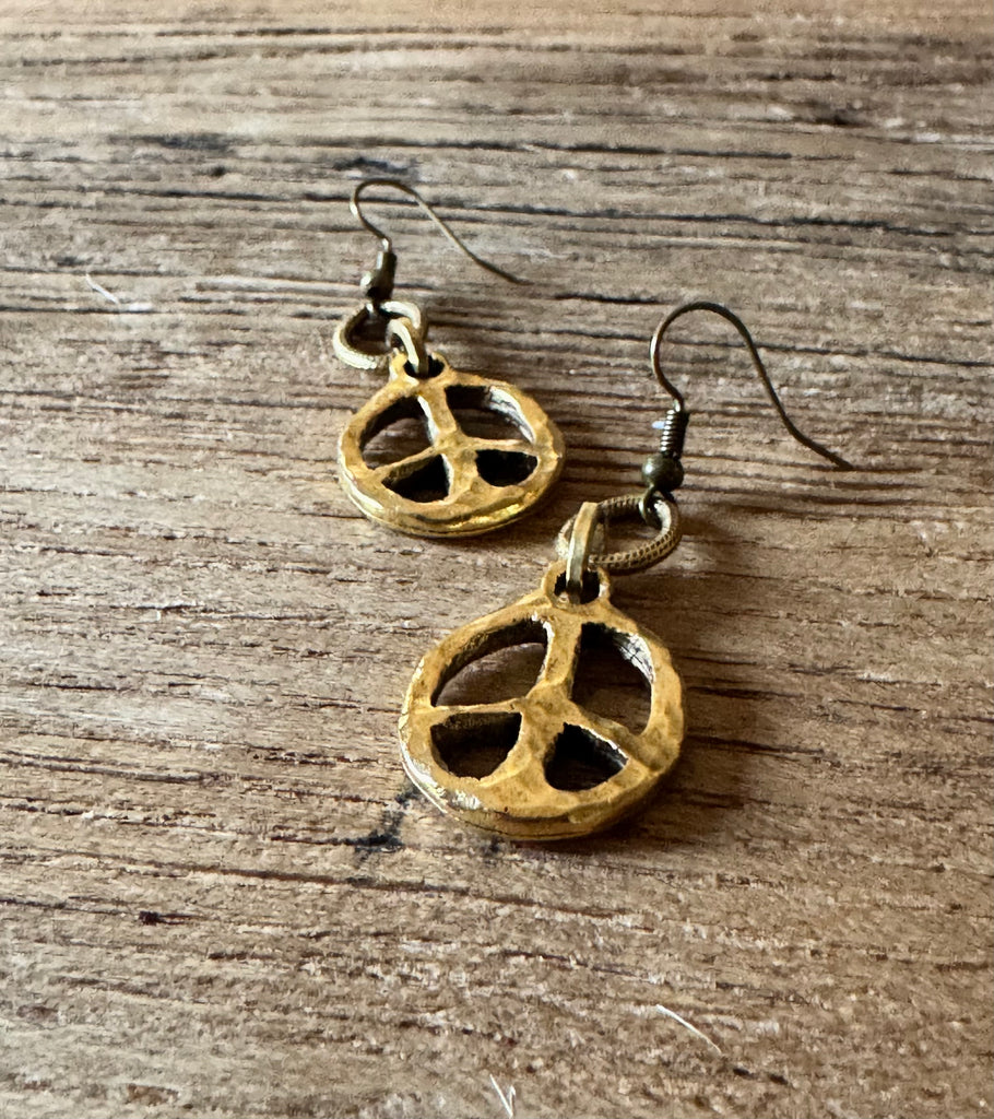 Funky Hammered Peace Earrings