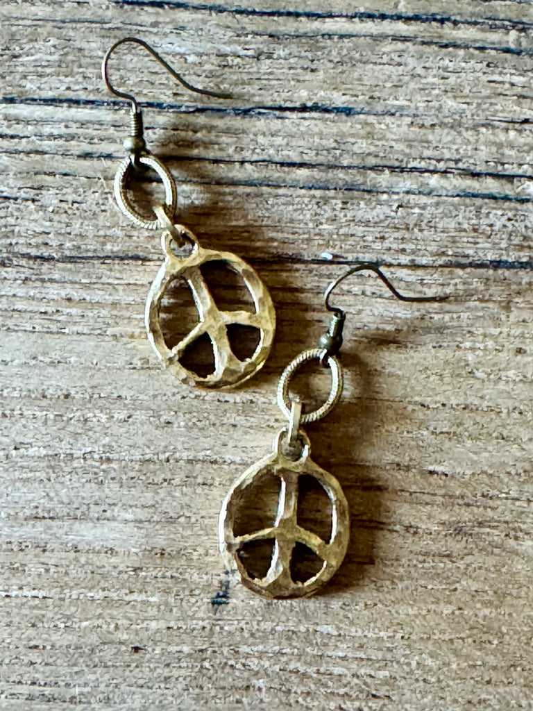 Funky Hammered Peace Earrings