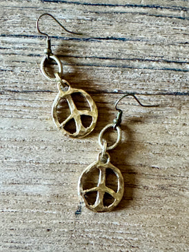 Funky Hammered Peace Earrings