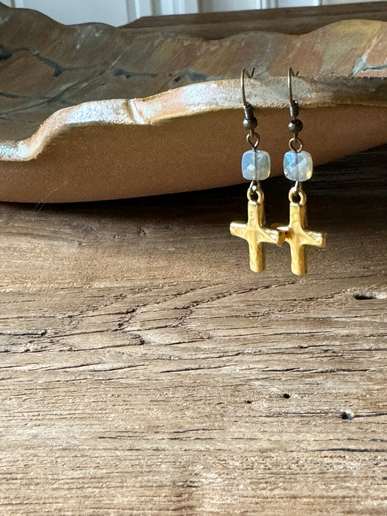 Crystal Cross Earring