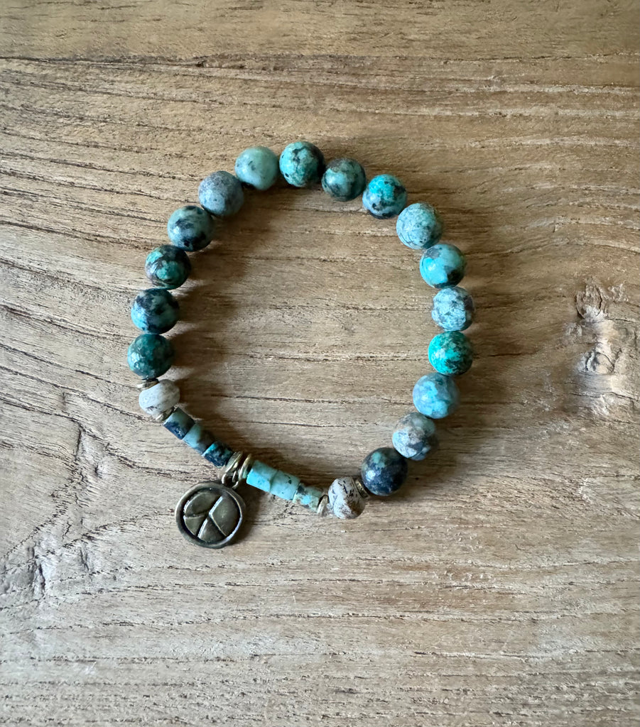 Find Your Peace Turquoise Handbeaded Bracelet