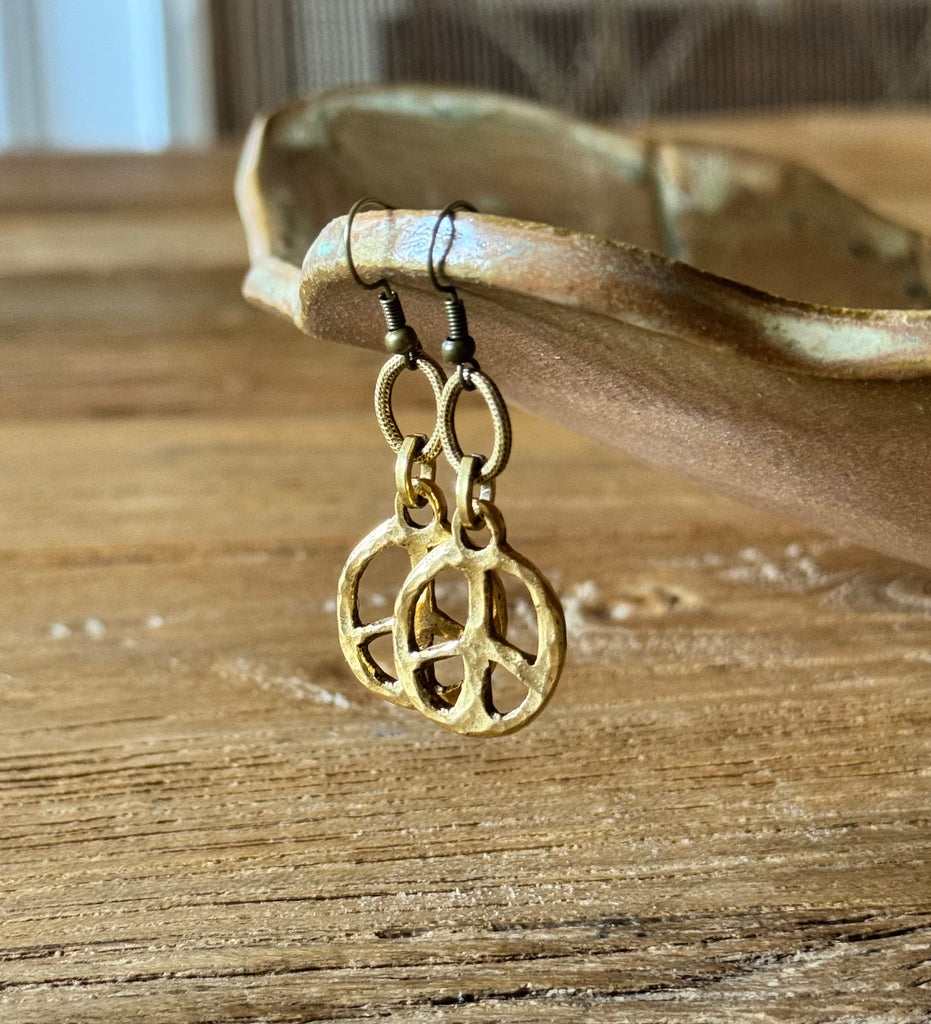 Funky Hammered Peace Earrings