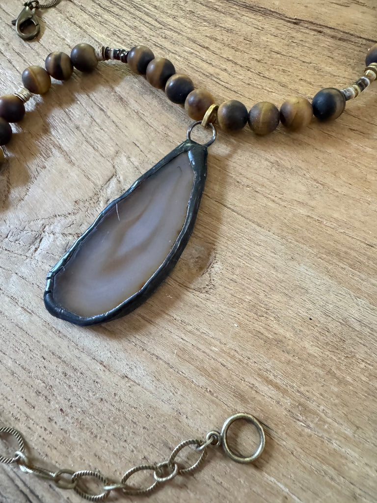 Matte Tiger Eye Agate Necklace