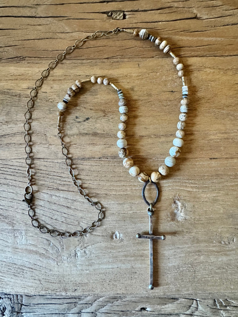 Jasper Artisan Cross Necklace