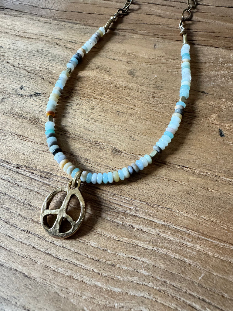 Amazonite Funky Peace Necklace