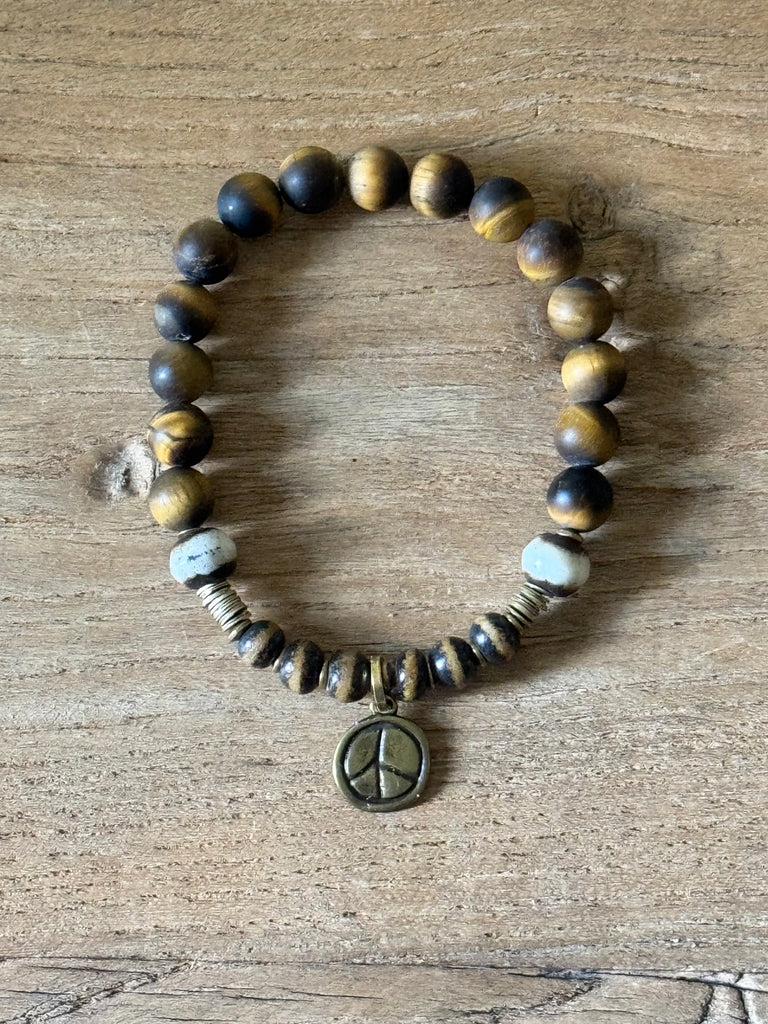 Find Your Peace Handbeaded Stretch Bracelet