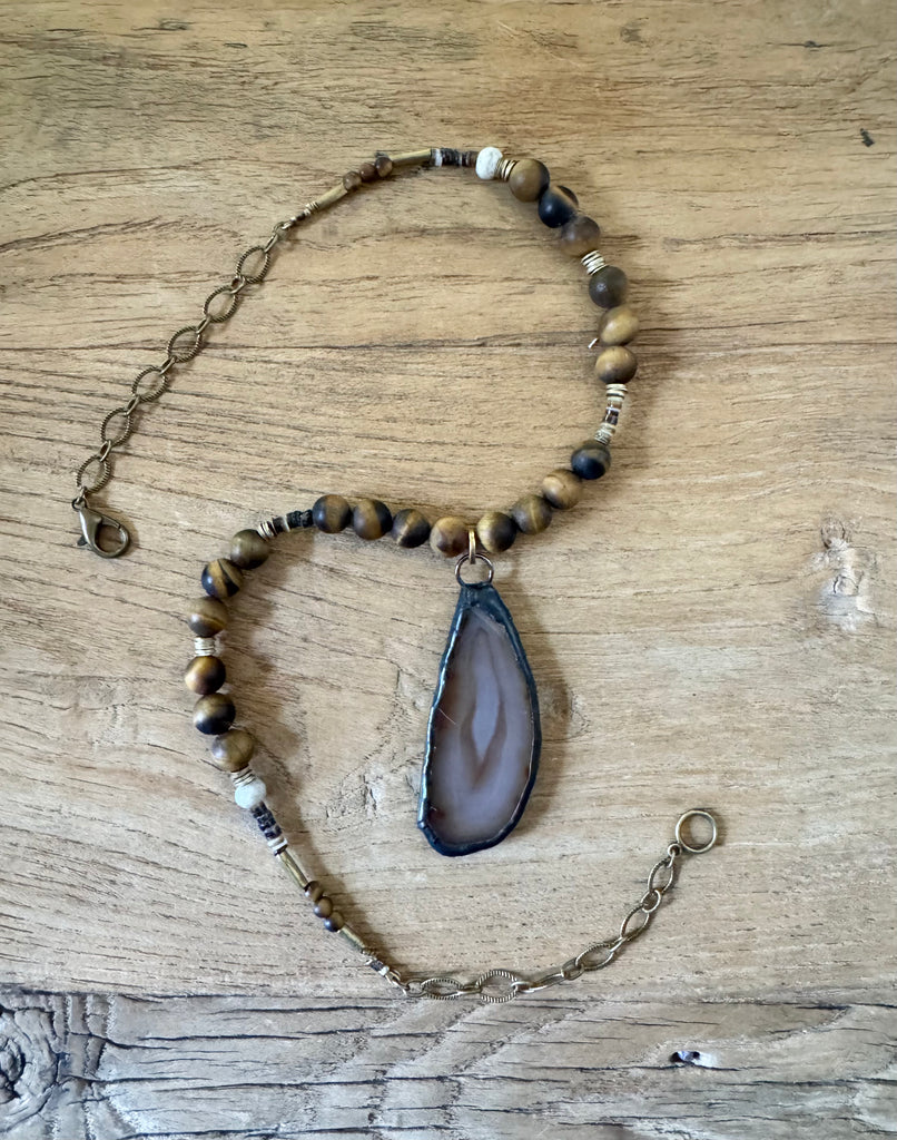 Matte Tiger Eye Agate Necklace