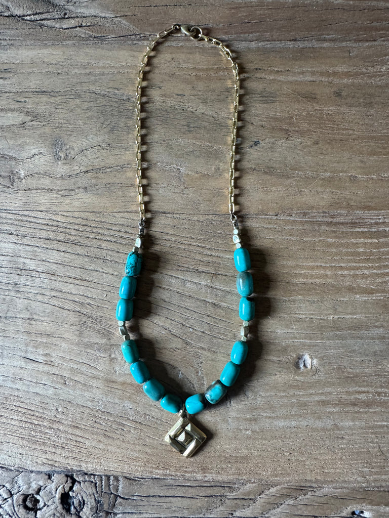 Modern Turquoise Boho Clip Chain Necklace