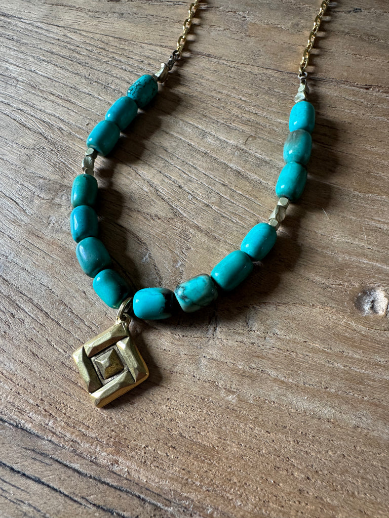 Modern Turquoise Boho Clip Chain Necklace