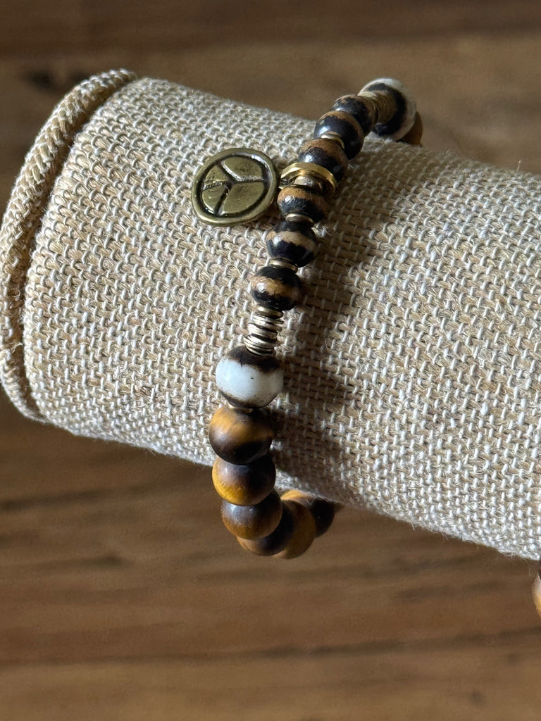 Find Your Peace Handbeaded Stretch Bracelet