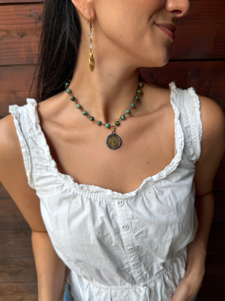 Old World Angel Coin Necklace
