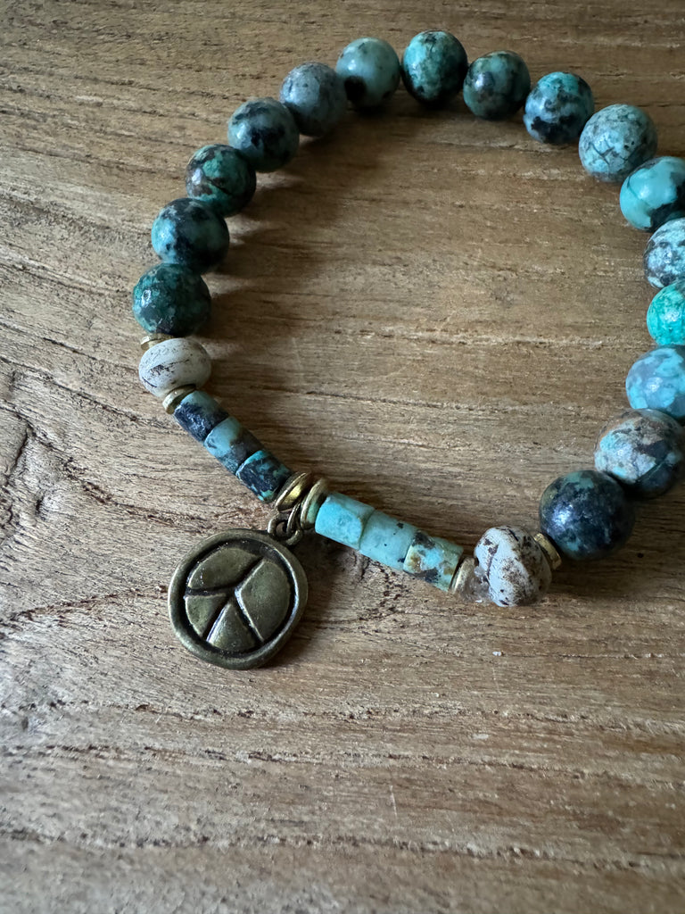 Find Your Peace Turquoise Handbeaded Bracelet