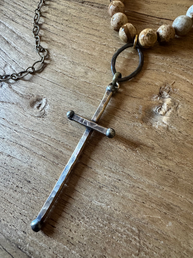Jasper Artisan Cross Necklace