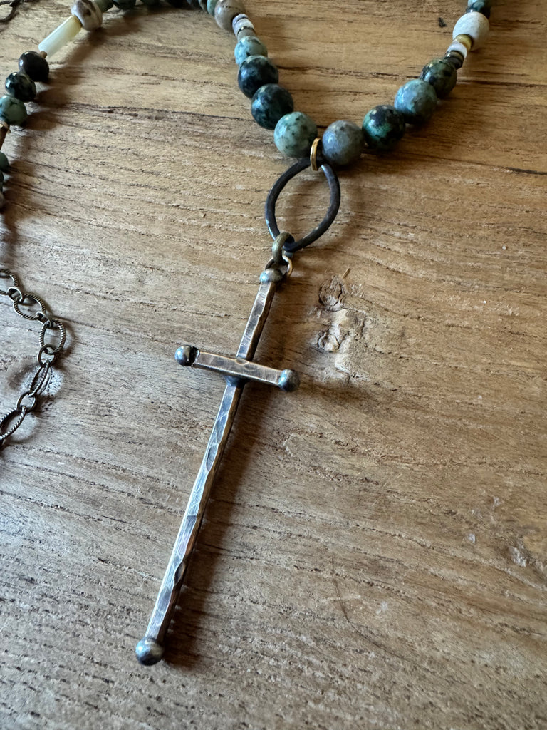 Turquoise Artisan Cross Necklace