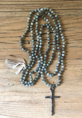 Hammered Pewter Cross Wrap Necklace