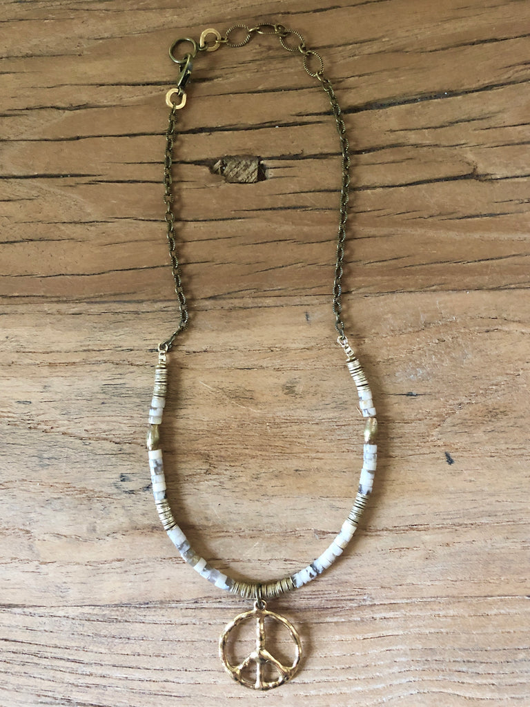 Heishi Stone Peace Necklace