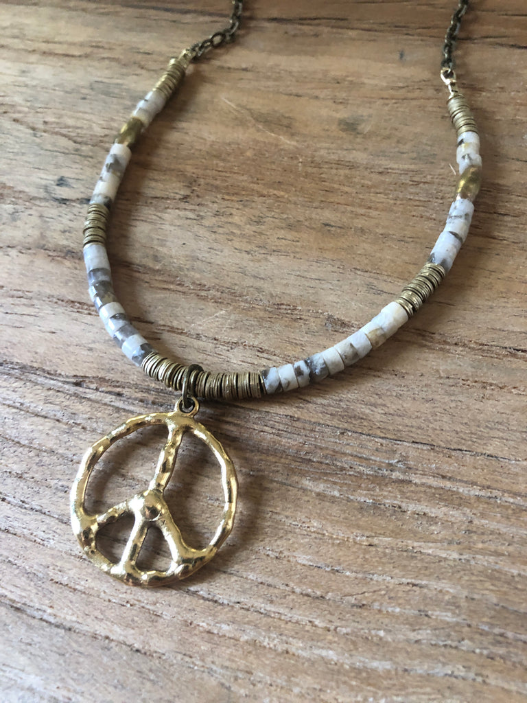 Heishi Stone Peace Necklace