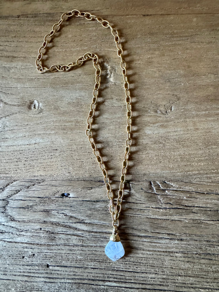 Moonstone Diamond Drop Necklace
